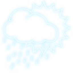Partly cloudy, warm, 20% chance of showers
